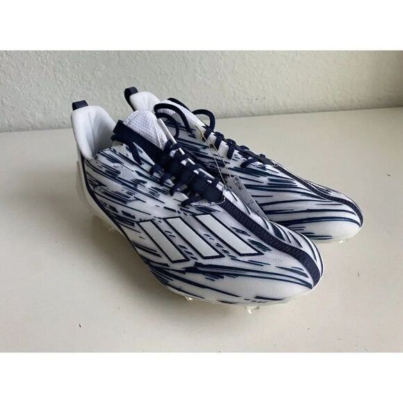 Adidas Adizero Football Cleats White Navy Blue Shoes GZ6912 Men's Sz 14 NEW - Picture 4 of 11